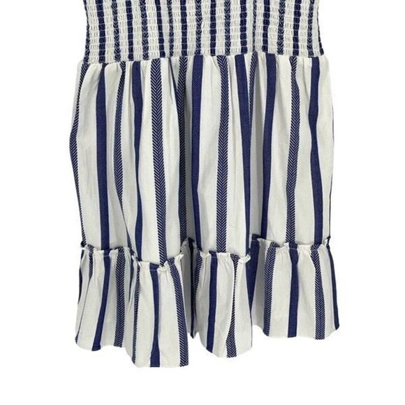 Sail to Sable STS Womens Striped Smocked Sleeveless Sundress Navy White Large NW - Picture 4 of 11